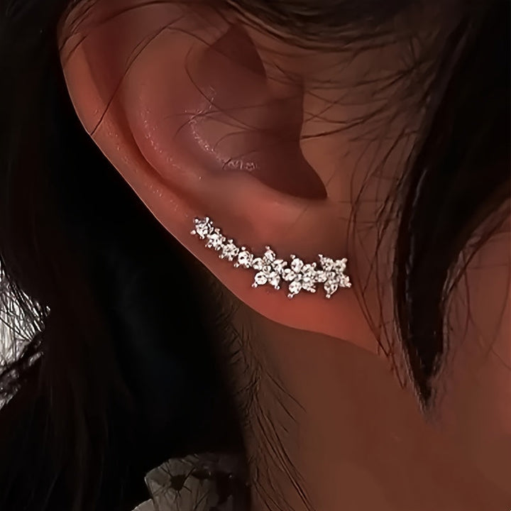 FLORAL RHINESTONE GOLD EARRINGS