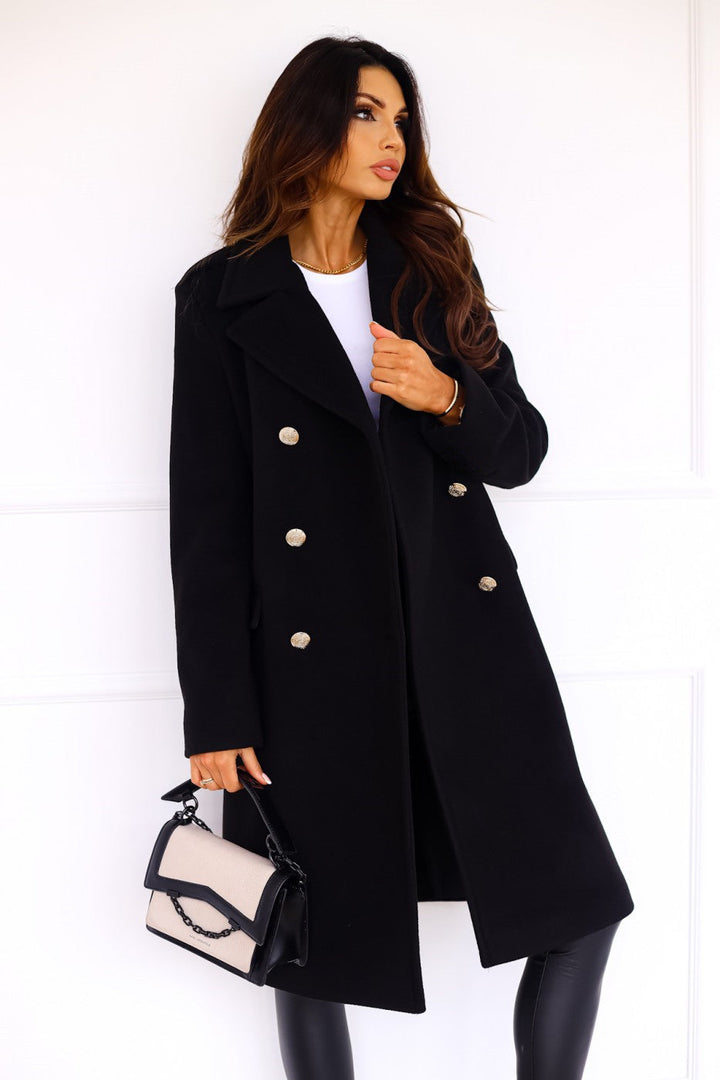 Women's Long Wool Blend Button Coat