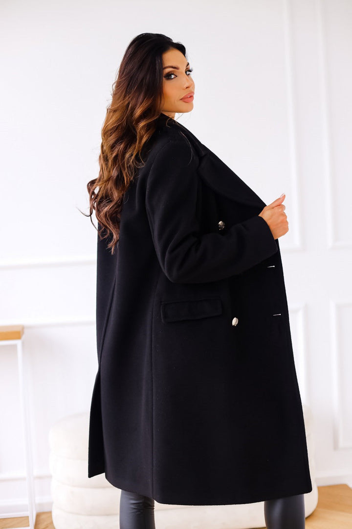 Women's Long Wool Blend Button Coat