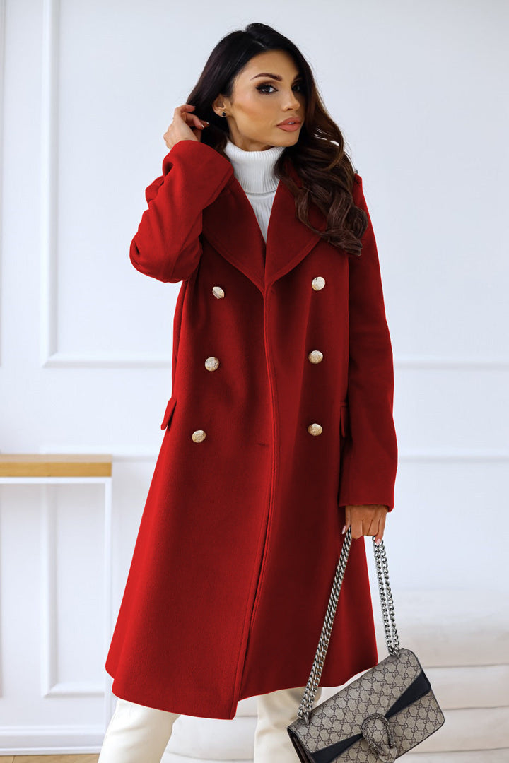 Women's Long Wool Blend Button Coat