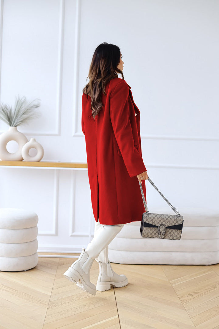 Women's Long Wool Blend Button Coat