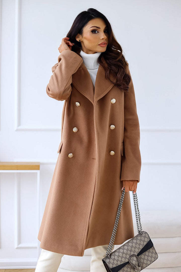 Women's Long Wool Blend Button Coat