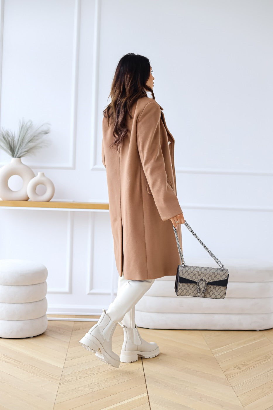 Women's Long Wool Blend Button Coat
