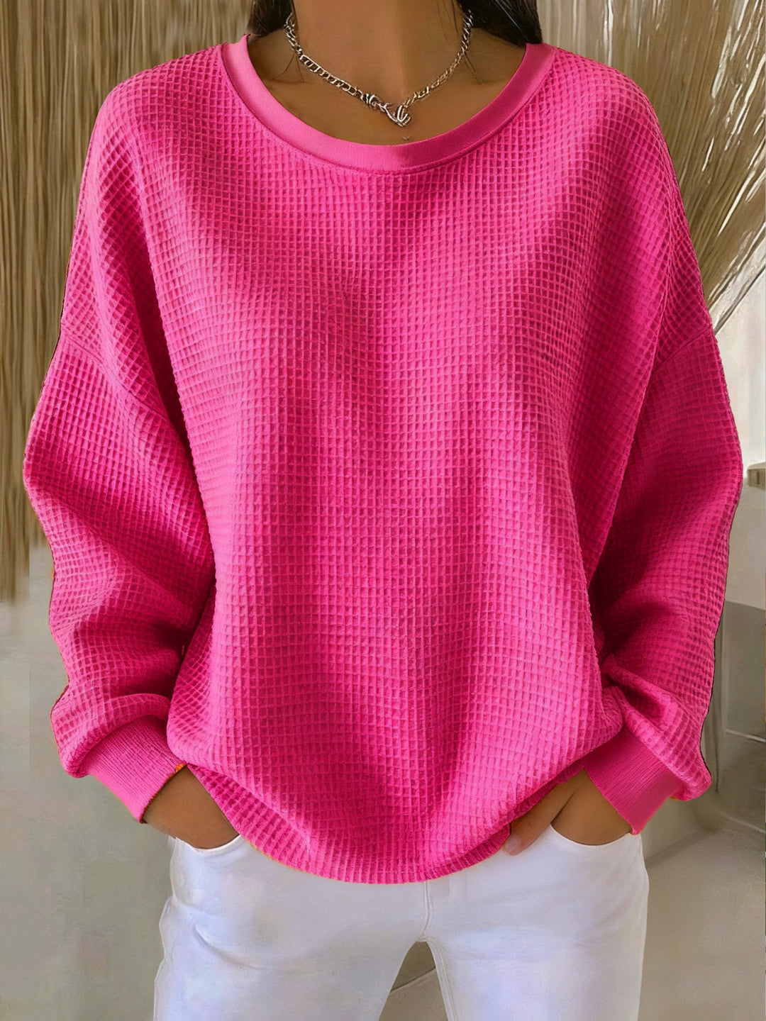 KATE | WAFFLE KNIT WINTER SWEATSHIRT