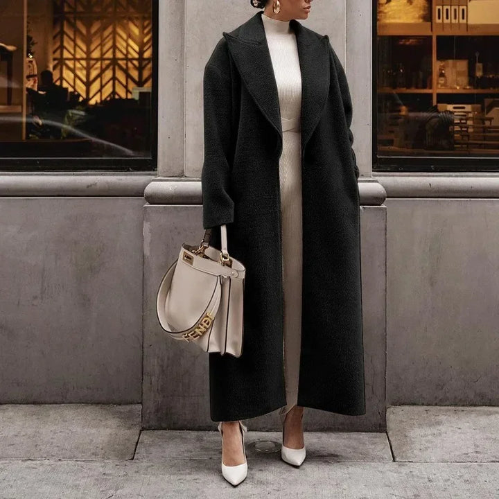 Women's Straight-Cut Long Coat – Wool Look