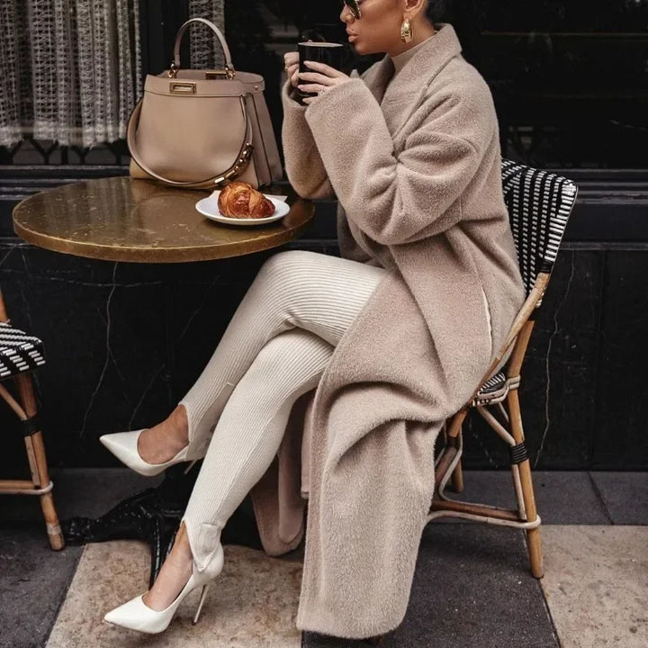 Women's Straight-Cut Long Coat – Wool Look