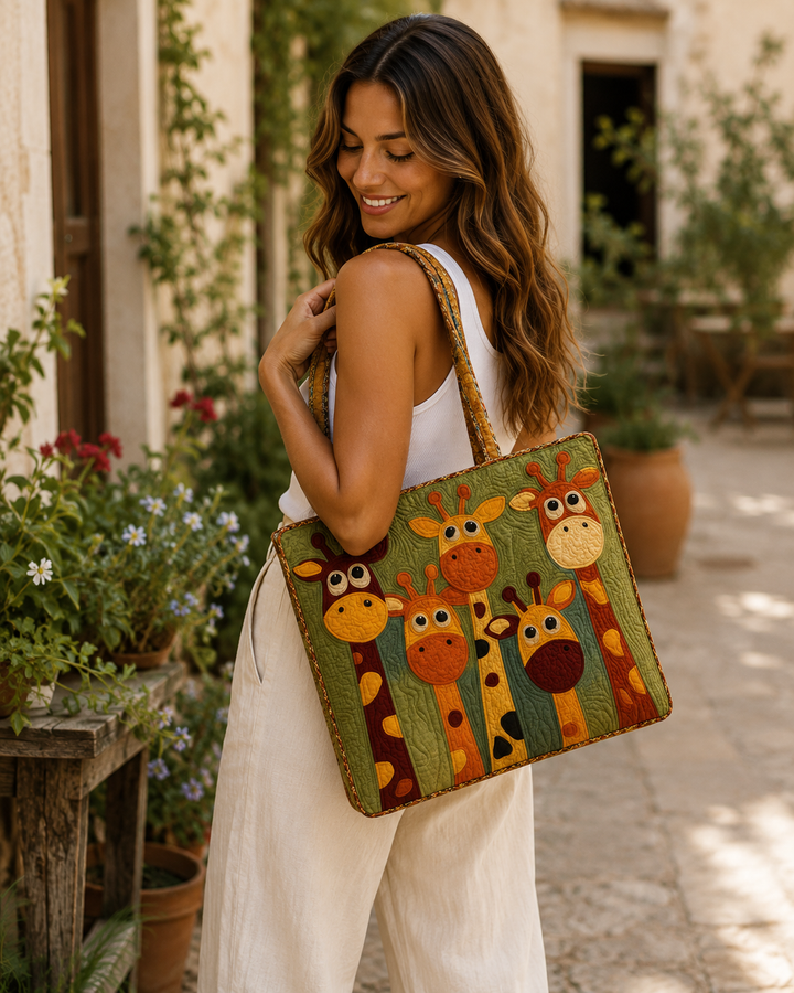 Giraffe Print Quilted Tote Bag