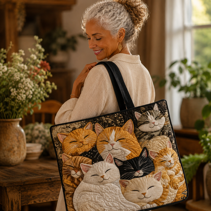 Handcrafted Quilted Bag - Dreamy Kittens Design