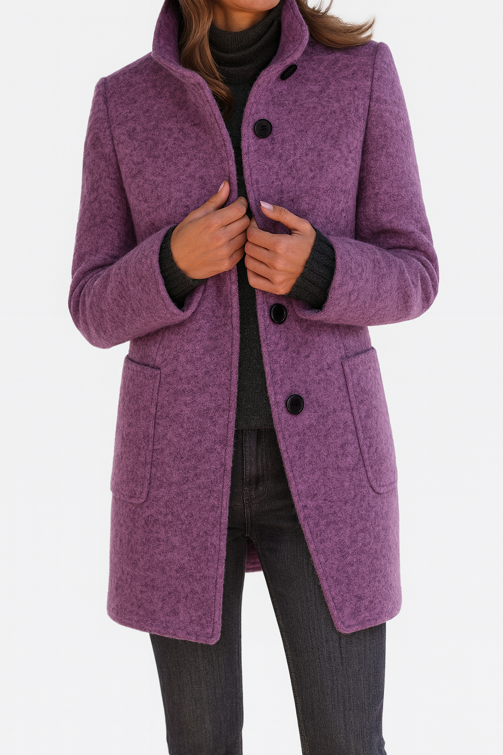 Women's Wool Blend Jacket – High Collar