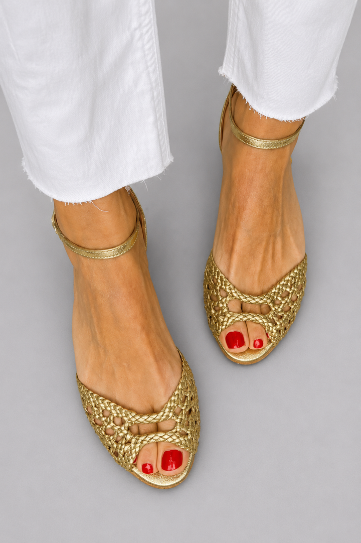 SANTORINI | GOLDEN WOVEN SANDALS