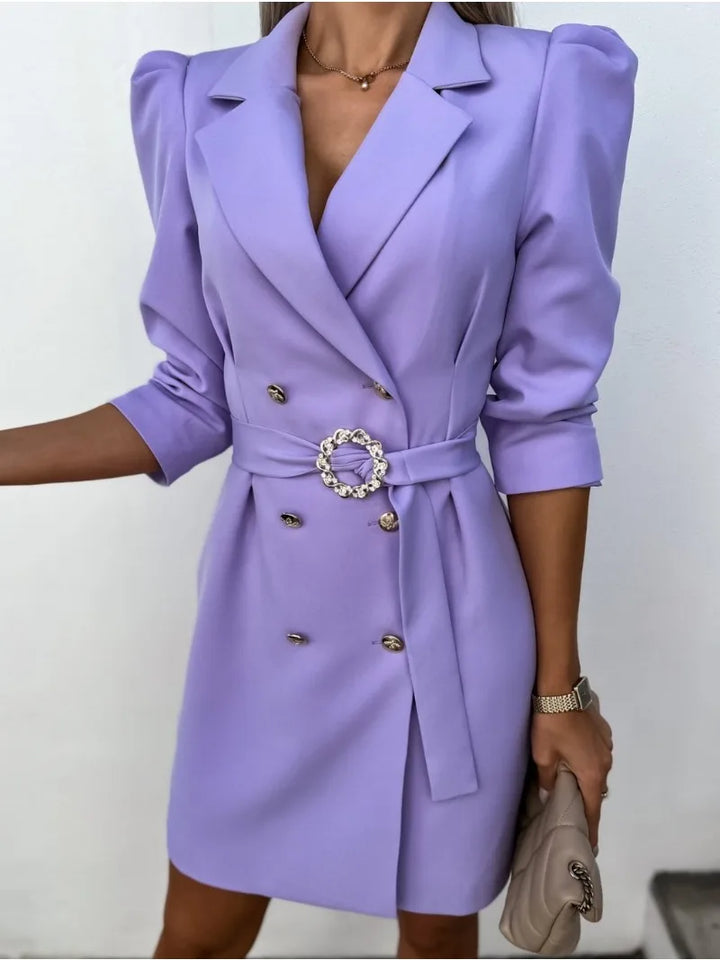 MARCELLINE | ELEGANT PRINTED COLLAR MIDI DRESS