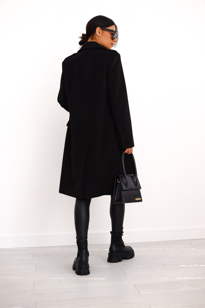 Women's Long Wool Blend Button Coat