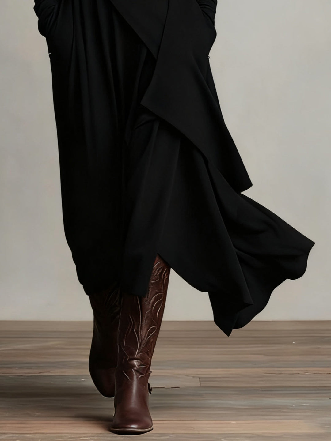 Purple High-neck Asymmetrical Pleated Maxi Dress（Necklace not included）