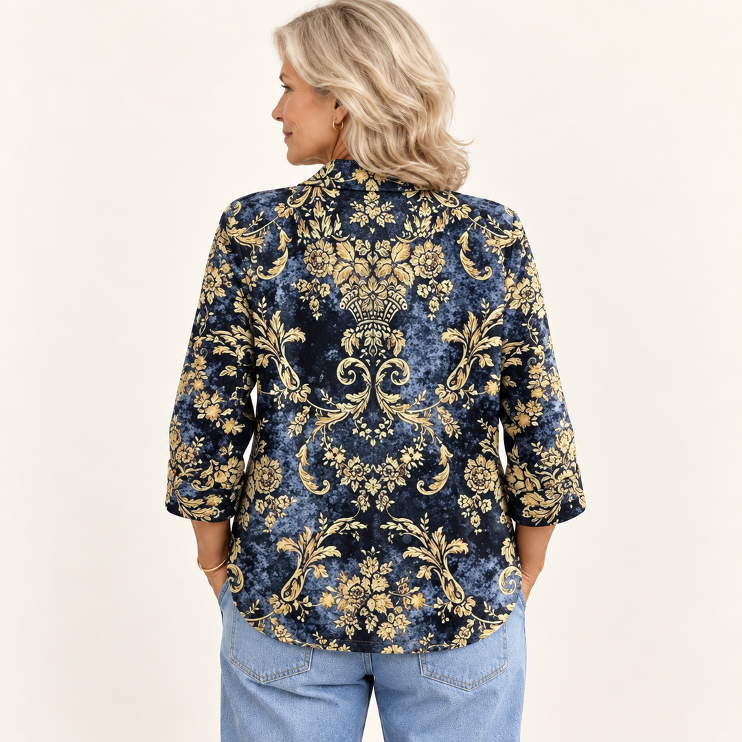 Adelaide Indigo Gold Blouse back view