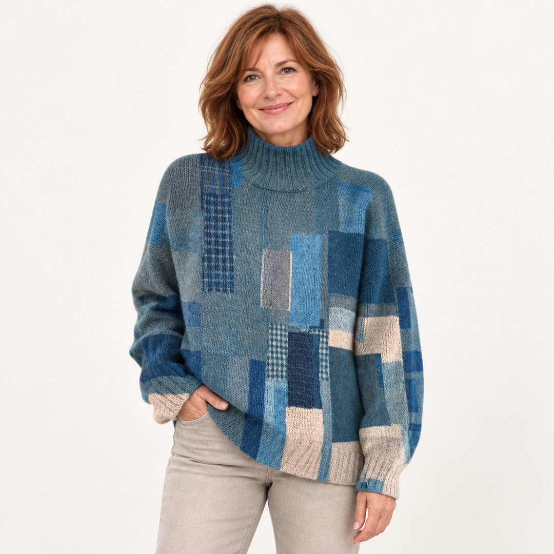 Alexandra artistic knit jumper on a mature model