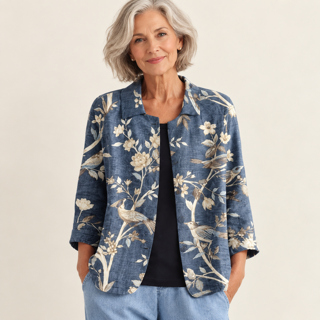 Alice Blue Botanical Blouse front view