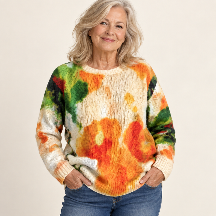 Amberlei Orange Floral Sweater front view