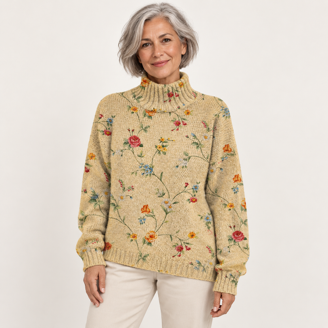Andrea artistic knit jumper on a mature model