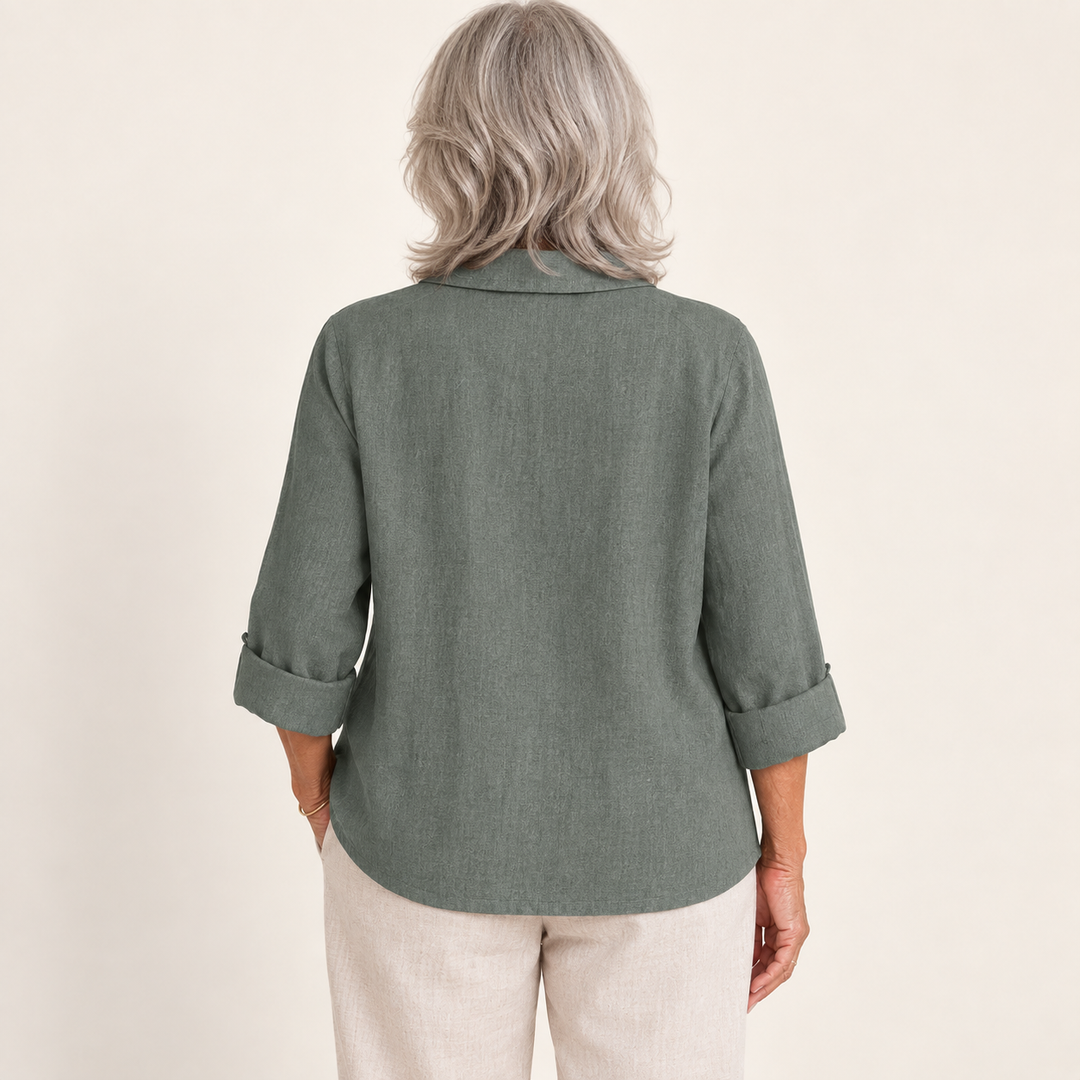 Anthea Grey-Green Blouse - back
