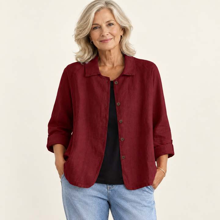 Augusta Wine Red Blouse front view