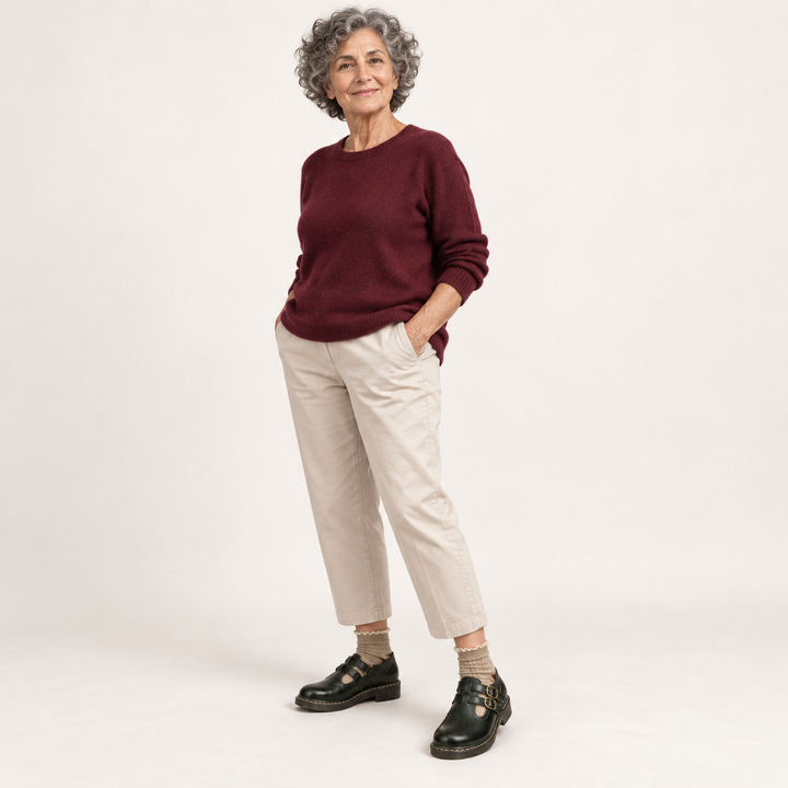 Aurora retro shoes worn by a mature British woman