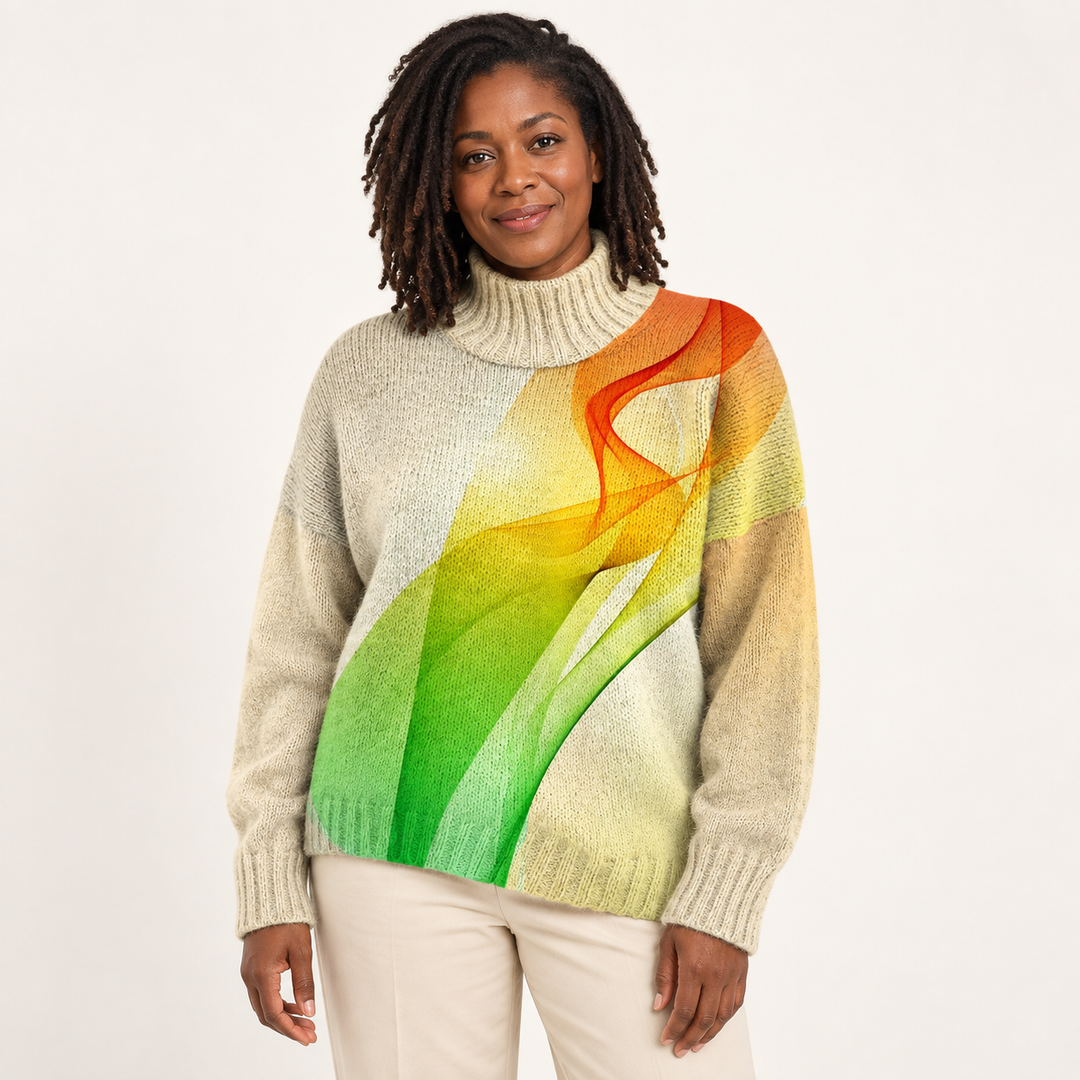 Bianca artistic knit jumper on a mature model