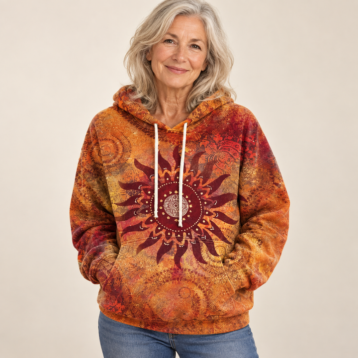 Brisenna Rainbow Sunburst Hoodie front view