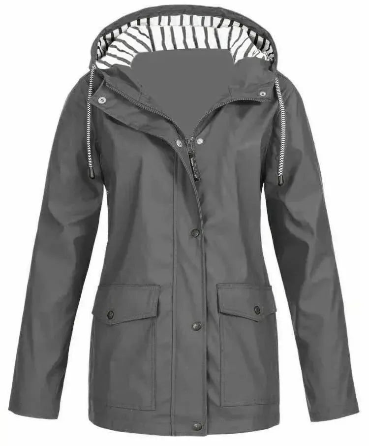 Women's Hooded Rain Jacket with Pockets