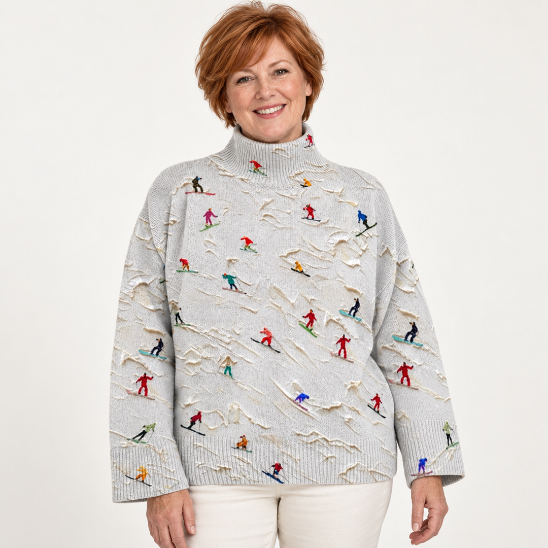 Camila artistic knit jumper on a mature model