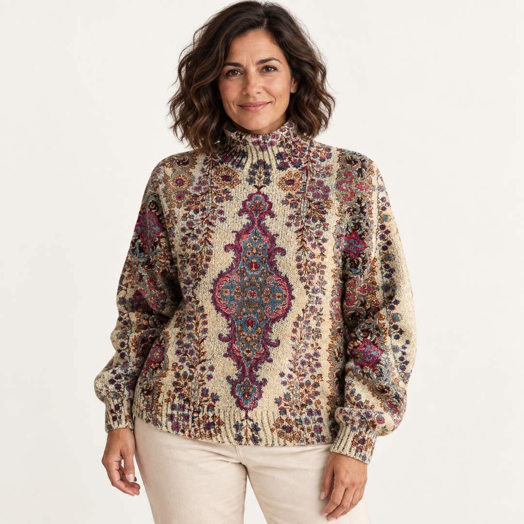 Catia artistic knit jumper on a mature model
