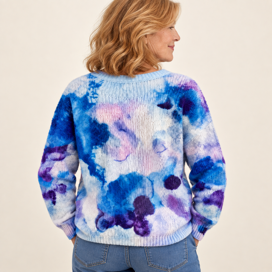 Cerulyn Blue Floral Sweater back view