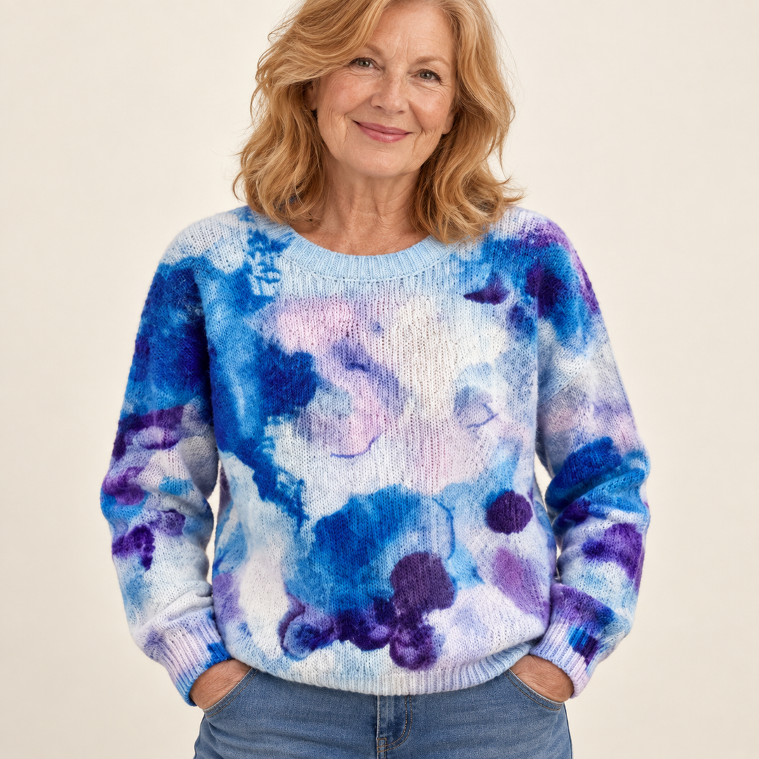 Cerulyn Blue Floral Sweater front view