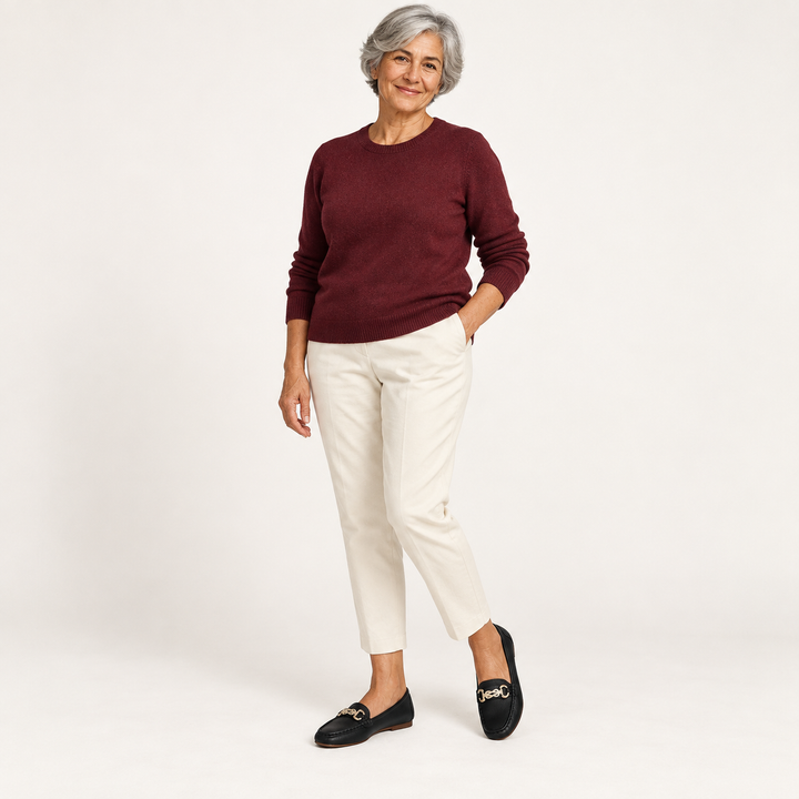 Clara timeless Black loafers styled on a mature model