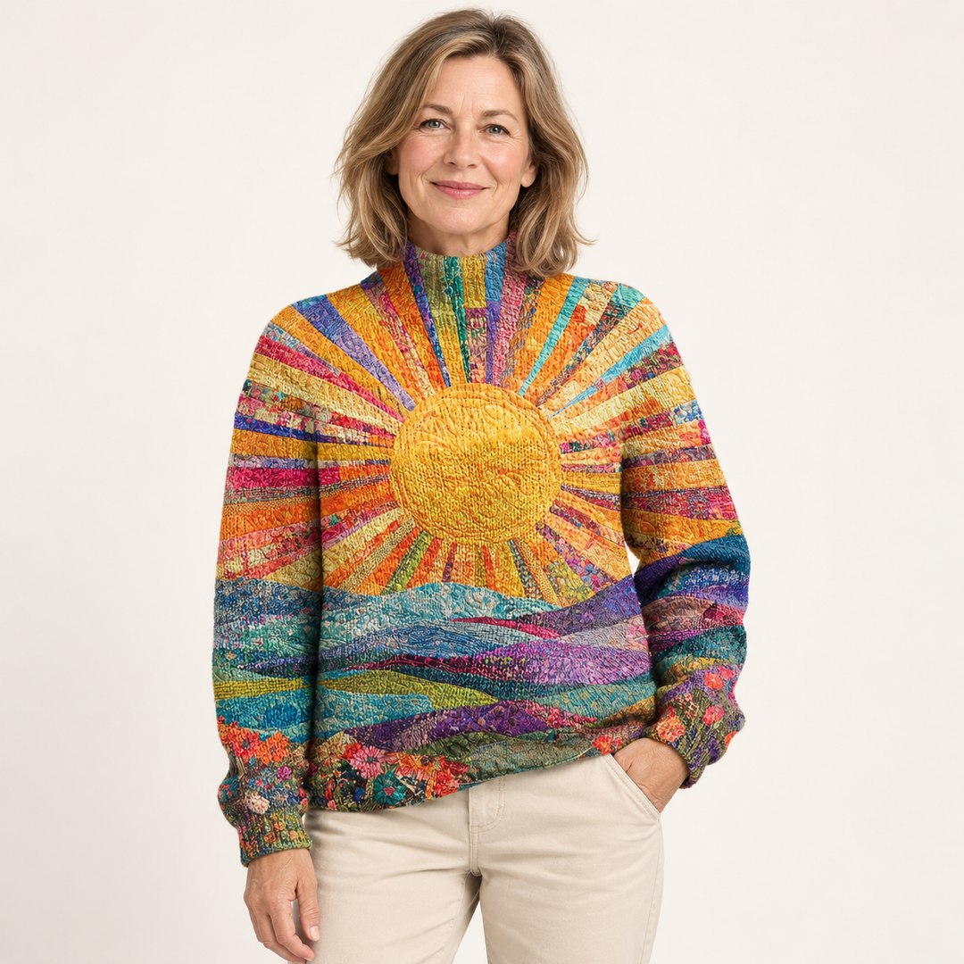 Claudia artistic knit jumper on a mature model