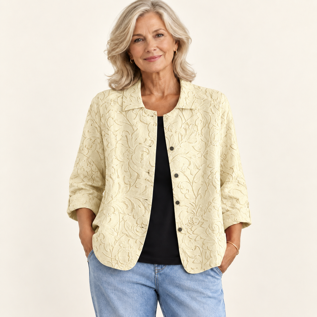 Clementine Textured Yellow Blouse front view