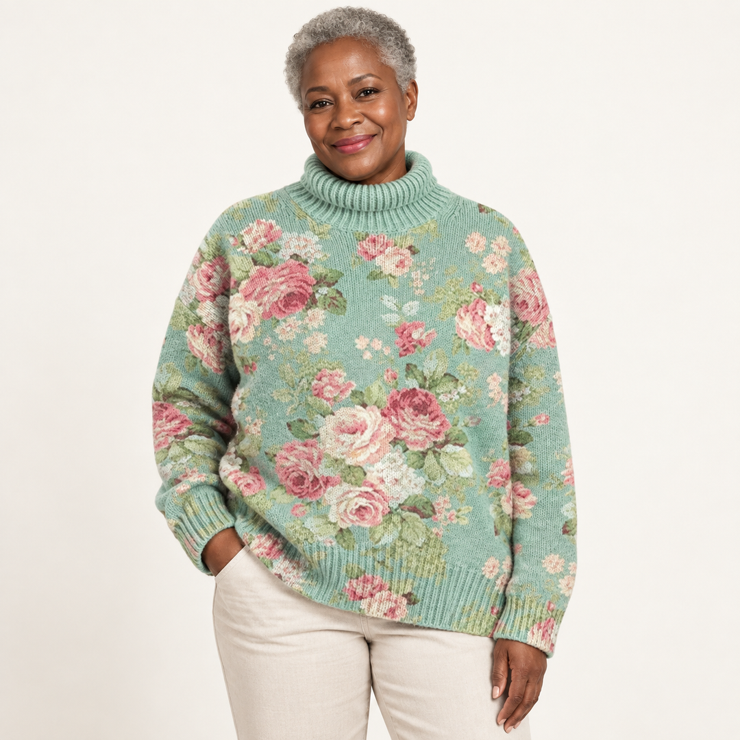 Daisy artistic knit jumper on a mature model