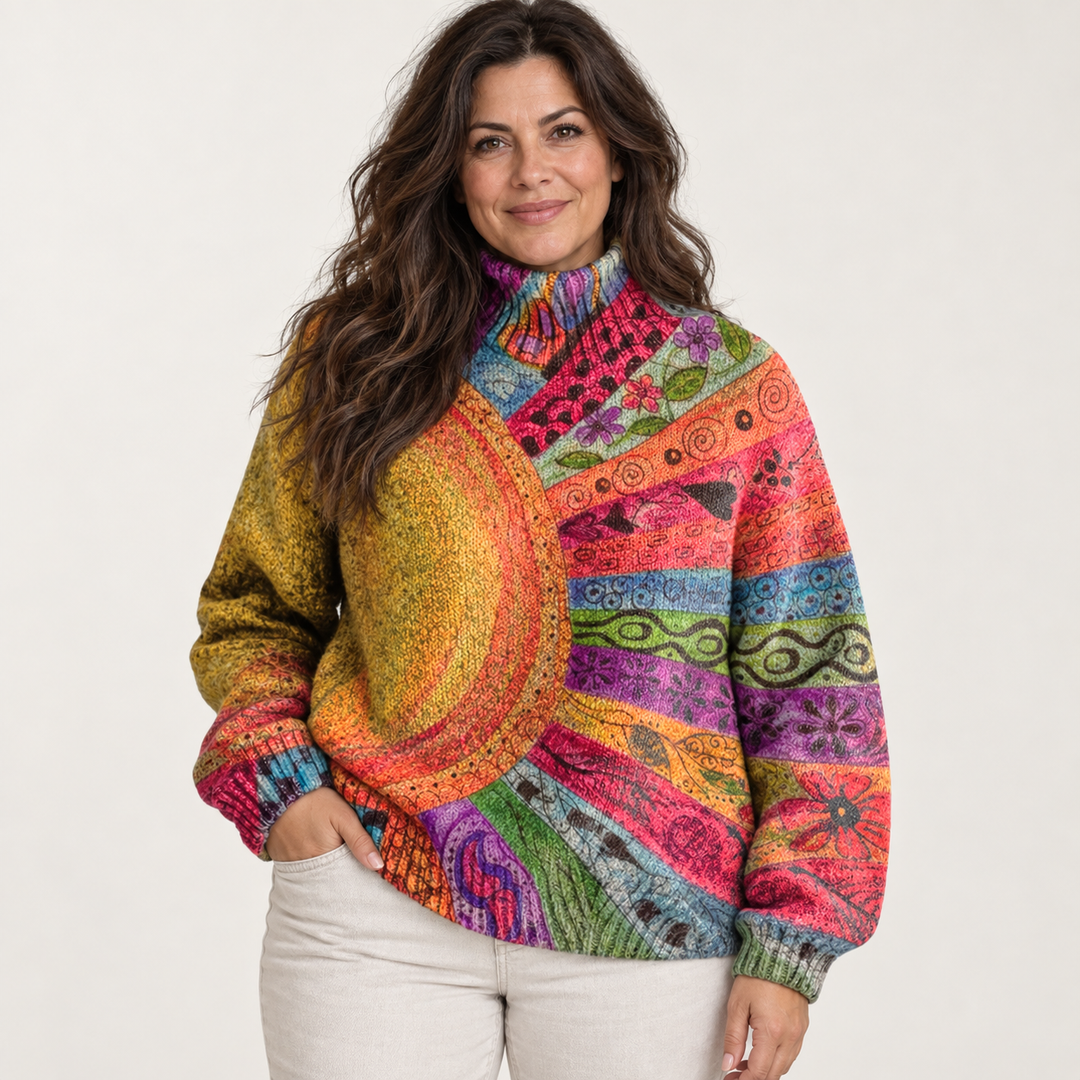 Daniela artistic knit jumper on a mature model