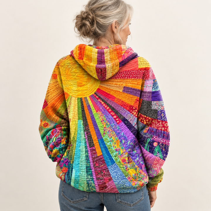 Dawnella Bohemian Patchwork Hoodie back view