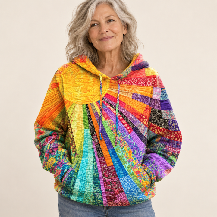 Dawnella Bohemian Patchwork Hoodie front view