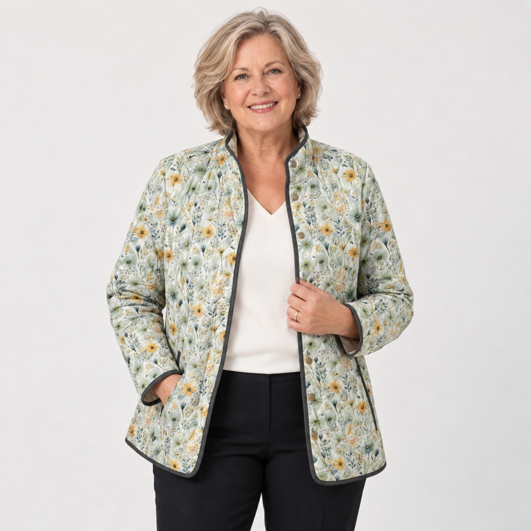 Maud Country Meadow Quilted Jacket on a mature model