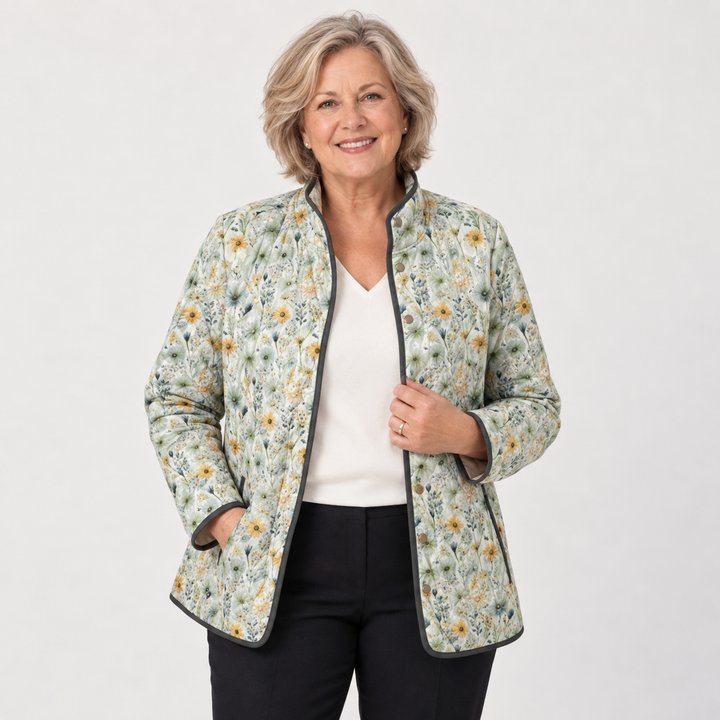 Maud Country Meadow Quilted Jacket on a mature model