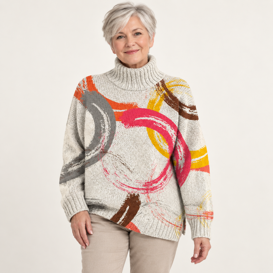 Edwina artistic knit jumper on a mature model