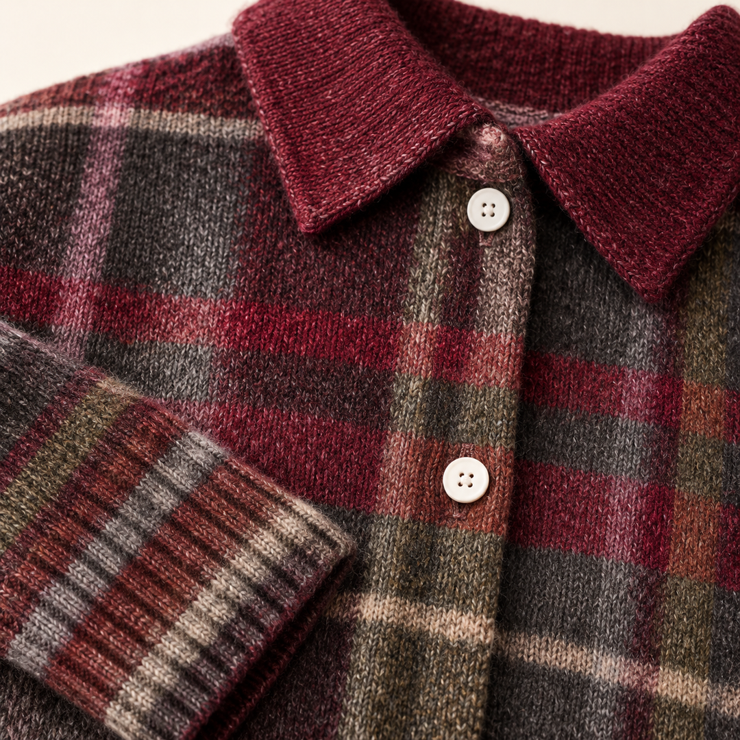 EMELYN checked shirt fabric pattern and finish close-up