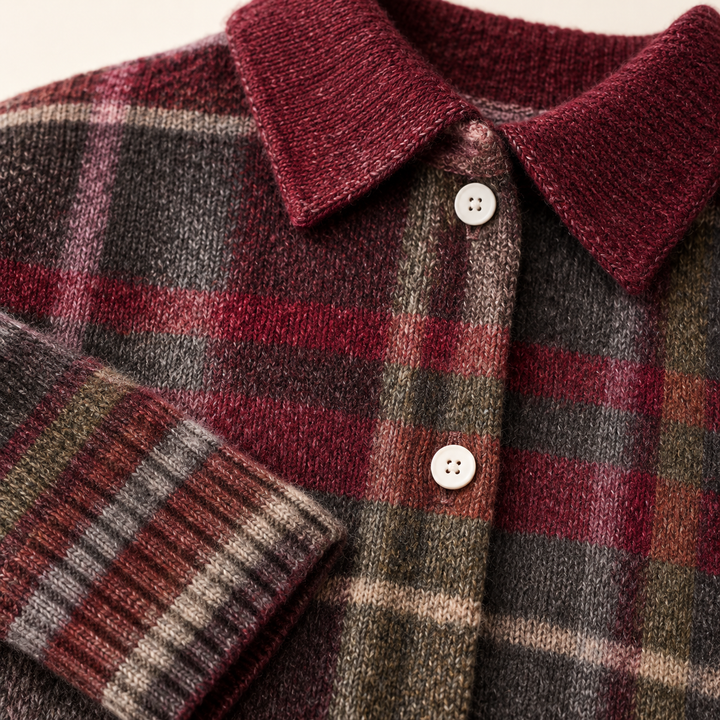 EMELYN checked shirt fabric pattern and finish close-up