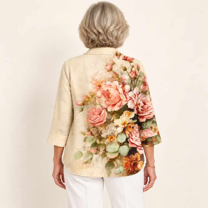 Emmeline Apricot Rose Blouse back view