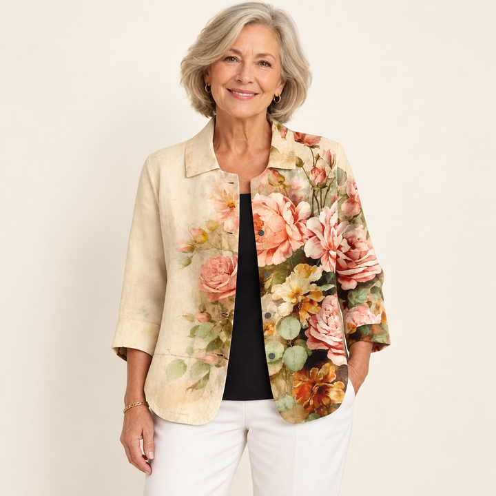 Emmeline Apricot Rose Blouse front view