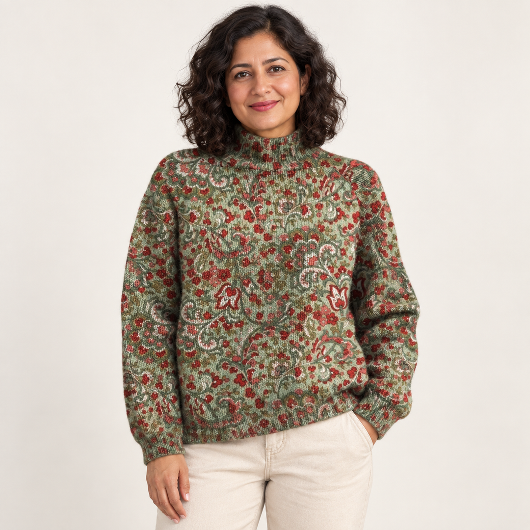 Erica artistic knit jumper on a mature model
