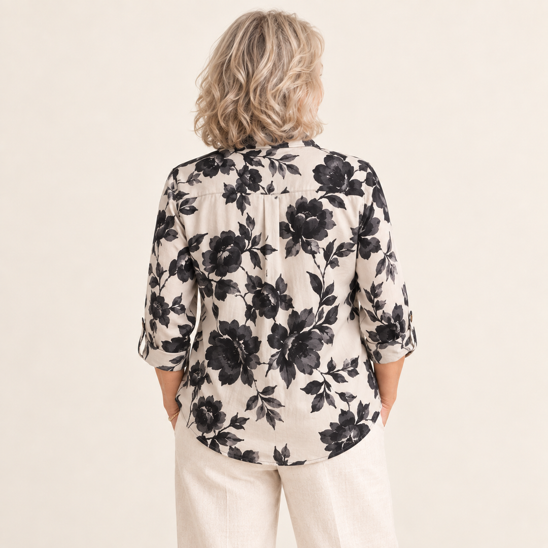 Eugenia Monochrome Floral Blouse back view