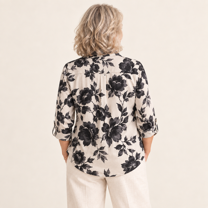 Eugenia Monochrome Floral Blouse back view