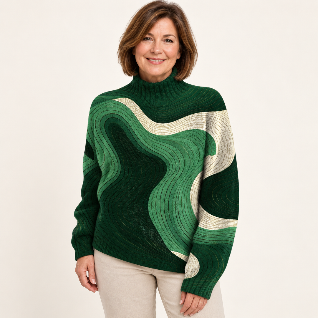 Eva artistic knit jumper on a mature model
